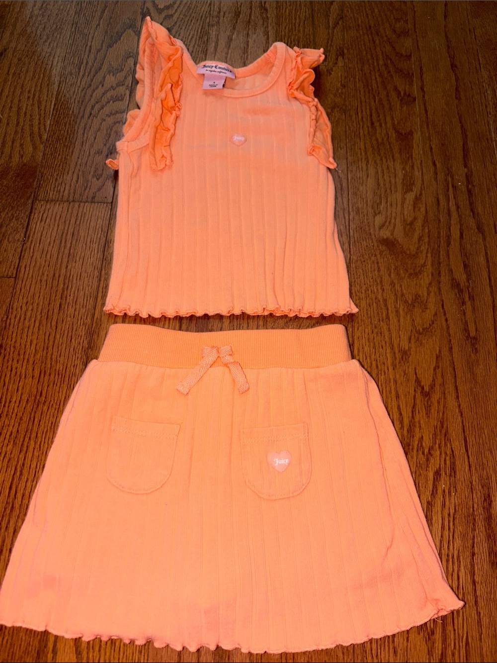 Juicy Couture skirt set Girls Ribbed Ruffle Tank & Skirt Set - Bright Orange